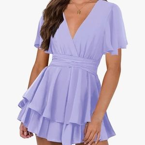 Lilac v neck romper